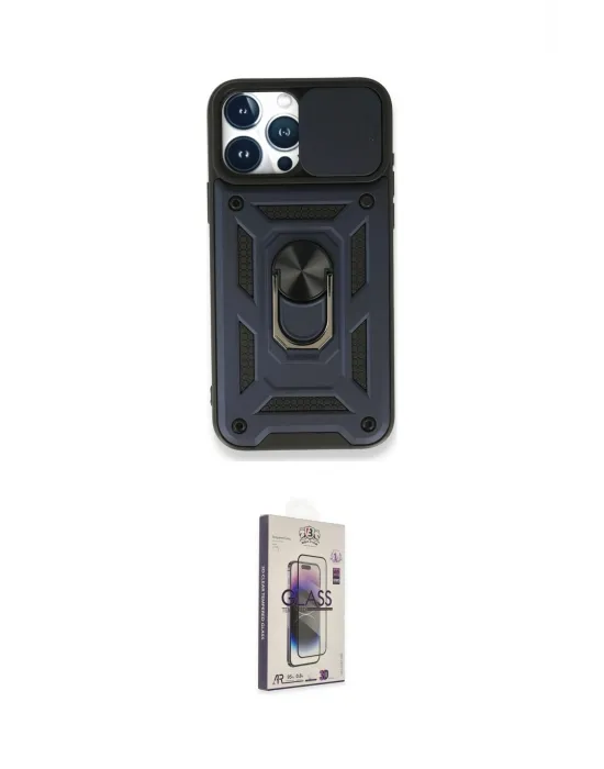 ieg™ iPhone 15 Pro Max Kılıf Ahenk Klasik - Siyah Bilvis 3D Cam Ekran Koruyucu