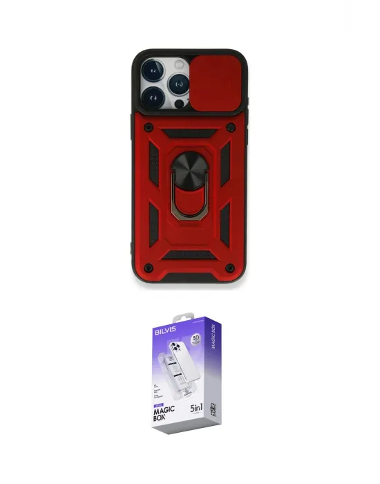 ieg™ iPhone 15 Pro Max Kılıf Ahenk Klasik - Siyah Bilvis 5in1 3D Magic Cam Ekran Koruyucu