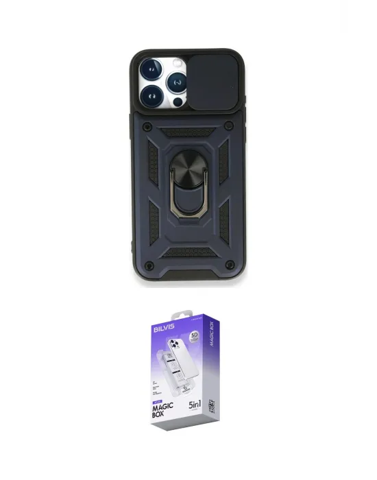 ieg™ iPhone 15 Pro Max Kılıf Ahenk Klasik - Siyah Bilvis 5in1 3D Magic Cam Ekran Koruyucu
