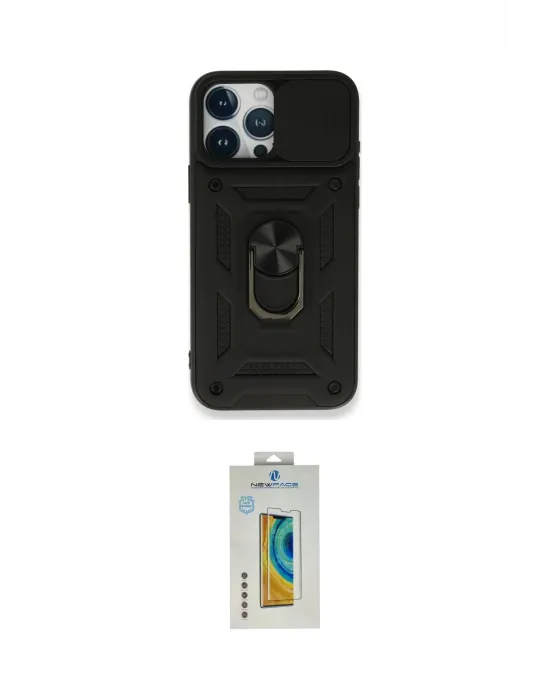 ieg™ iPhone 15 Pro Max Kılıf Ahenk Klasik - Siyah Polymer Nano Ekran Koruyucu