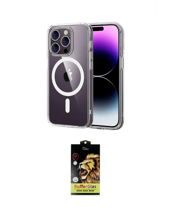ieg™ iPhone 15 Pro Max Kılıf Ahenk Minimal Serisi - Siyah Buffer Cam Ekran Koruyucu