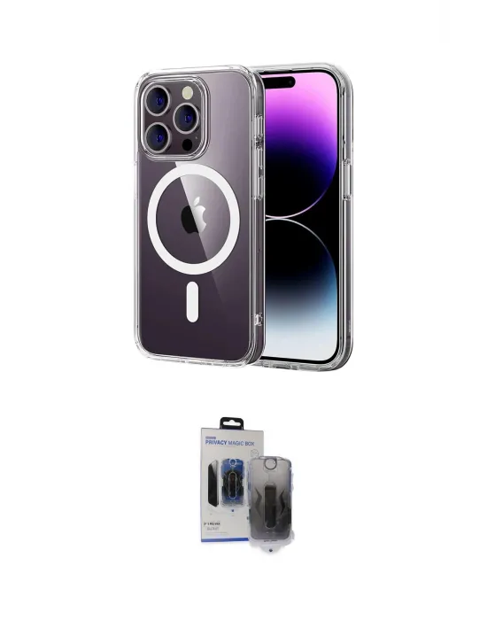 ieg™ iPhone 15 Pro Max Kılıf Ahenk Minimal Serisi - Siyah Vanessa Magic Hayalet Cam