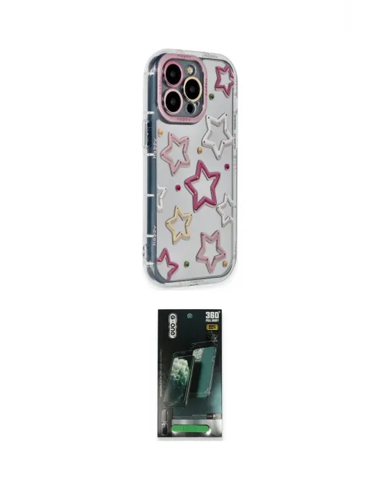 ieg™ iPhone 15 Pro Max Kılıf Ahenk Modern Serisi - Siyah 360 Mat Full Body Arka Koruyucu