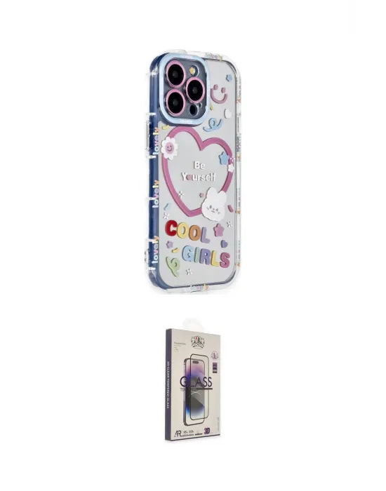 ieg™ iPhone 15 Pro Max Kılıf Ahenk Modern Serisi - Siyah Bilvis 3D Cam Ekran Koruyucu