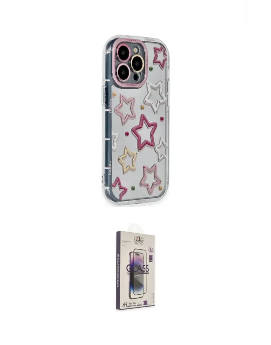 ieg™ iPhone 15 Pro Max Kılıf Ahenk Modern Serisi - Siyah Bilvis 3D Cam Ekran Koruyucu