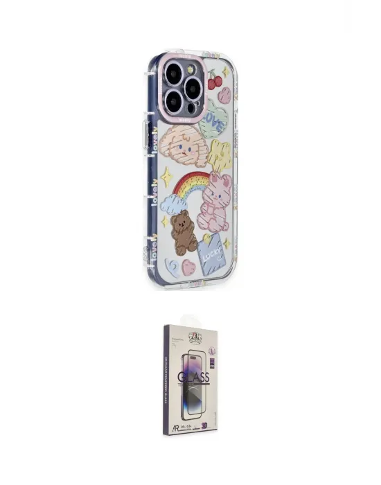 ieg™ iPhone 15 Pro Max Kılıf Ahenk Modern Serisi - Siyah Bilvis 3D Cam Ekran Koruyucu