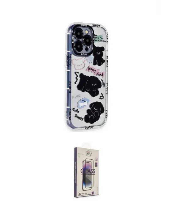 ieg™ iPhone 15 Pro Max Kılıf Ahenk Modern Serisi - Siyah Bilvis 3D Cam Ekran Koruyucu