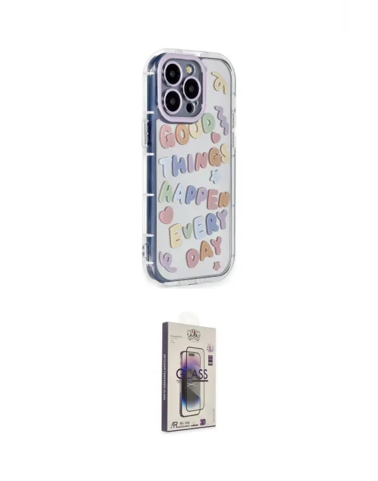 ieg™ iPhone 15 Pro Max Kılıf Ahenk Modern Serisi - Siyah Bilvis 3D Cam Ekran Koruyucu