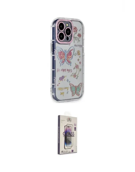 ieg™ iPhone 15 Pro Max Kılıf Ahenk Modern Serisi - Siyah Bilvis 3D Cam Ekran Koruyucu