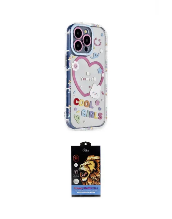 ieg™ iPhone 15 Pro Max Kılıf Ahenk Modern Serisi - Siyah Buffer Hayalet Cam Ekran Koruyucu