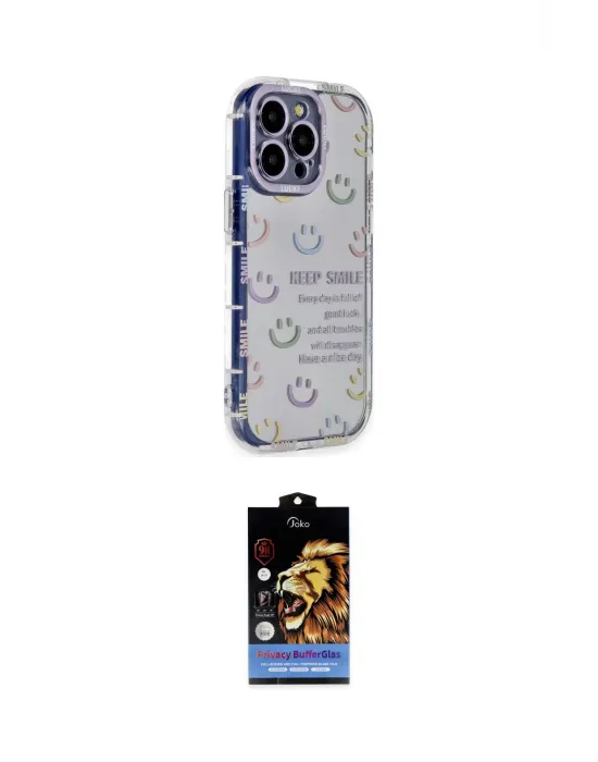 ieg™ iPhone 15 Pro Max Kılıf Ahenk Modern Serisi - Siyah Buffer Hayalet Cam Ekran Koruyucu