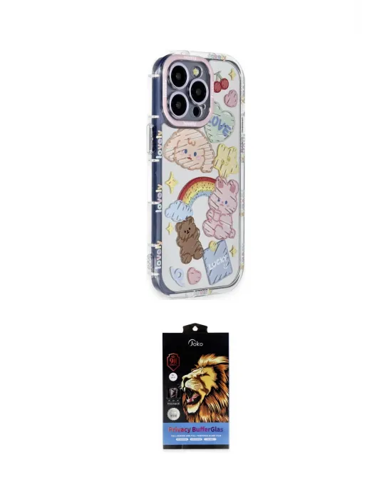 ieg™ iPhone 15 Pro Max Kılıf Ahenk Modern Serisi - Siyah Buffer Hayalet Cam Ekran Koruyucu