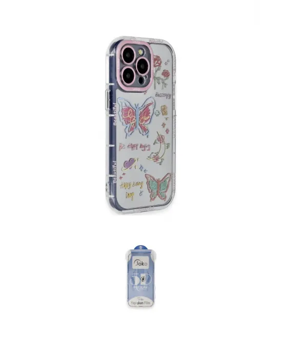 ieg™ iPhone 15 Pro Max Kılıf Ahenk Modern Serisi - Siyah Joko Magic 5D Cam