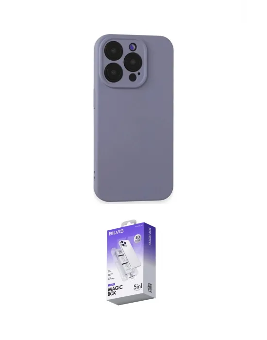 ieg™ iPhone 15 Pro Max Kılıf Ahenk Serisi - Siyah Bilvis 5in1 3D Magic Cam Ekran Koruyucu