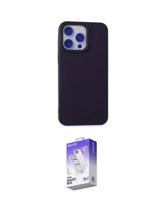 ieg™ iPhone 15 Pro Max Kılıf Ahenk Serisi - Siyah Bilvis 5in1 3D Magic Cam Ekran Koruyucu