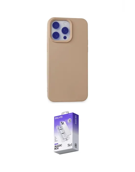 ieg™ iPhone 15 Pro Max Kılıf Ahenk Serisi - Siyah Bilvis 5in1 3D Magic Cam Ekran Koruyucu