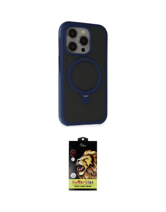 ieg™ iPhone 15 Pro Max Kılıf Ahenk Yansıma Özel Seri - Siyah Buffer Cam Ekran Koruyucu