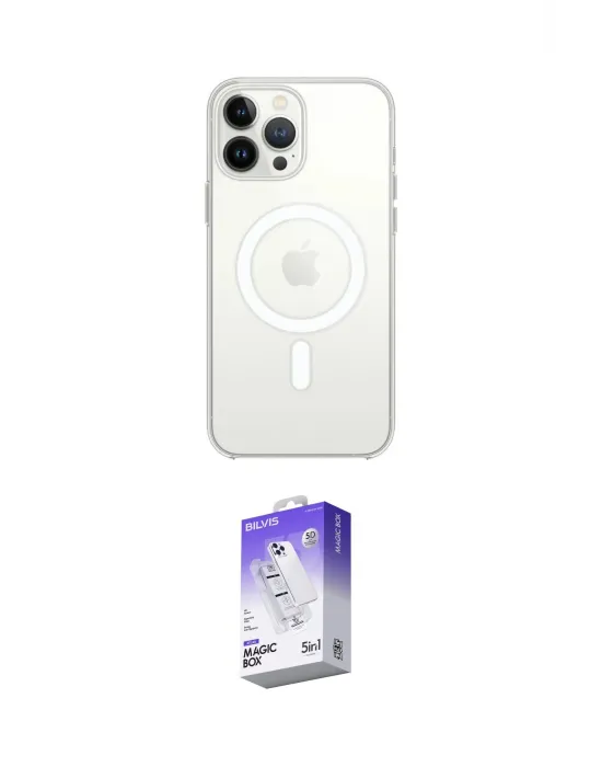 ieg™ iPhone 15 Pro Max Kılıf Ahenk Yansıma Prime - Siyah Bilvis 5in1 3D Magic Cam Ekran Koruyucu