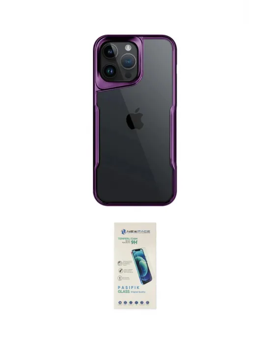ieg™ iPhone 15 Pro Max Kılıf Akış Çizgi Koleksiyonu - Şeffaf Pasifik Cam Ekran Koruyucu