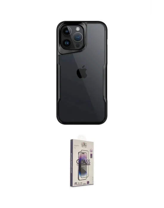 ieg™ iPhone 15 Pro Max Kılıf Akış Çizgi Koleksiyonu - Siyah Bilvis 3D Cam Ekran Koruyucu