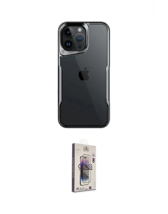 ieg™ iPhone 15 Pro Max Kılıf Akış Çizgi Koleksiyonu - Siyah Bilvis 3D Cam Ekran Koruyucu