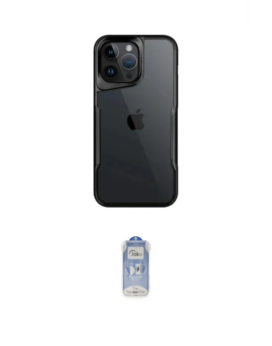 ieg™ iPhone 15 Pro Max Kılıf Akış Çizgi Koleksiyonu - Siyah Joko Magic 5D Cam