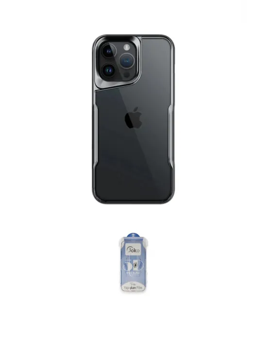 ieg™ iPhone 15 Pro Max Kılıf Akış Çizgi Koleksiyonu - Siyah Joko Magic 5D Cam