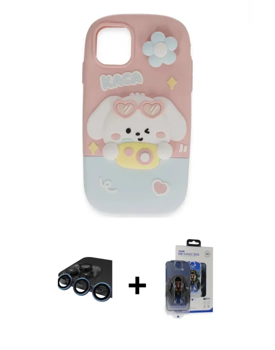 ieg™ iPhone 15 Pro Max Kılıf Akış Yansıma - Siyah Vanessa Magic Cam + Raze Metal Kamera Lens - LT