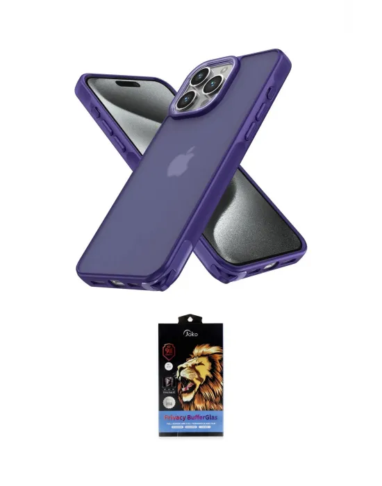 ieg™ iPhone 15 Pro Max Kılıf Atlas Form - Siyah Buffer Hayalet Cam Ekran Koruyucu