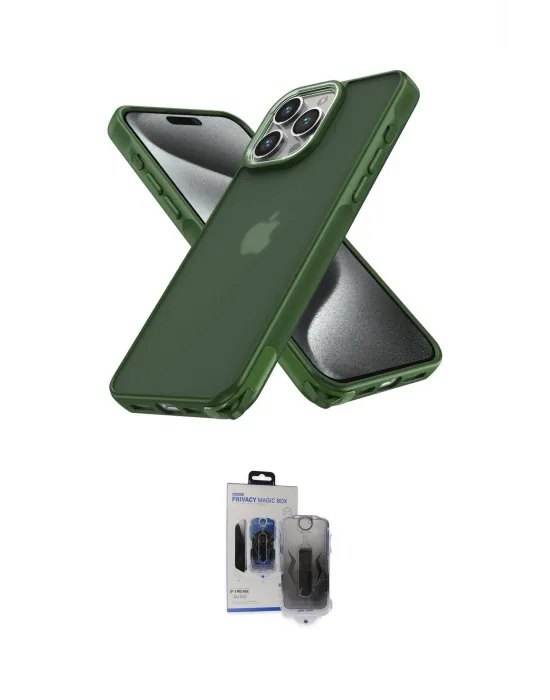 ieg™ iPhone 15 Pro Max Kılıf Atlas Form - Siyah Vanessa Magic Hayalet Cam
