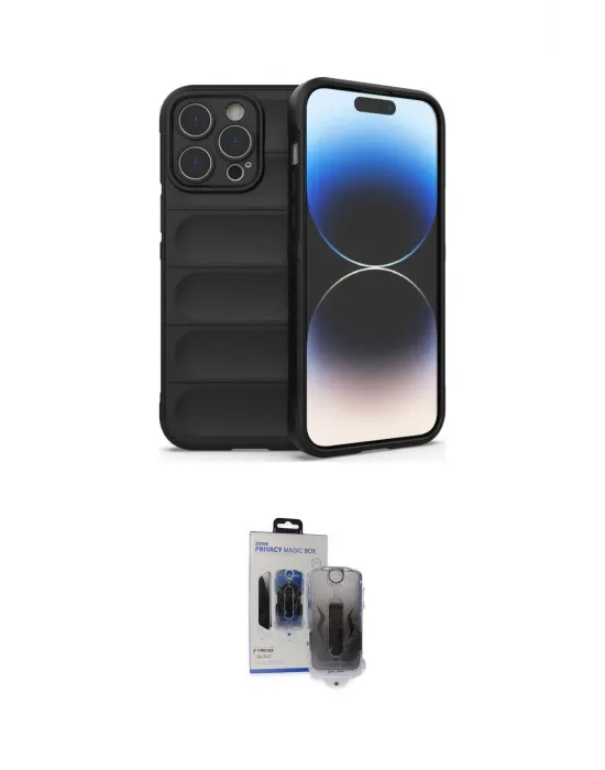 ieg™ iPhone 15 Pro Max Kılıf Atlas Koleksiyonu - Siyah Vanessa Magic Hayalet Cam