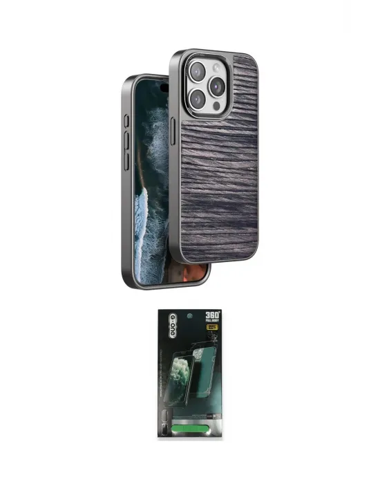 ieg™ iPhone 15 Pro Max Kılıf Atlas Minimal Özel Seri - Şeffaf 360 Full Body Arka Koruyucu