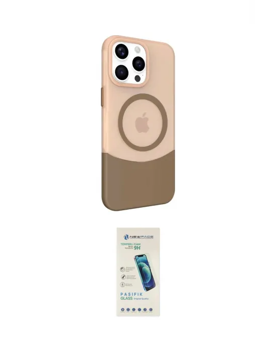 ieg™ iPhone 15 Pro Max Kılıf Çekirdek Asil Özel Seri - Şeffaf Pasifik Cam Ekran Koruyucu