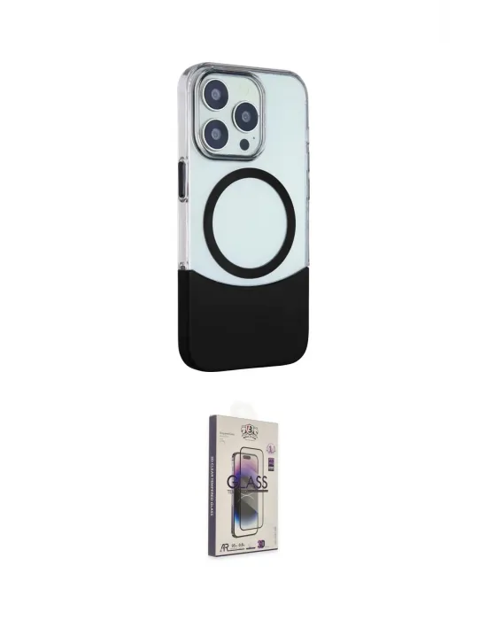 ieg™ iPhone 15 Pro Max Kılıf Çekirdek Asil Özel Seri - Siyah Bilvis 3D Cam Ekran Koruyucu