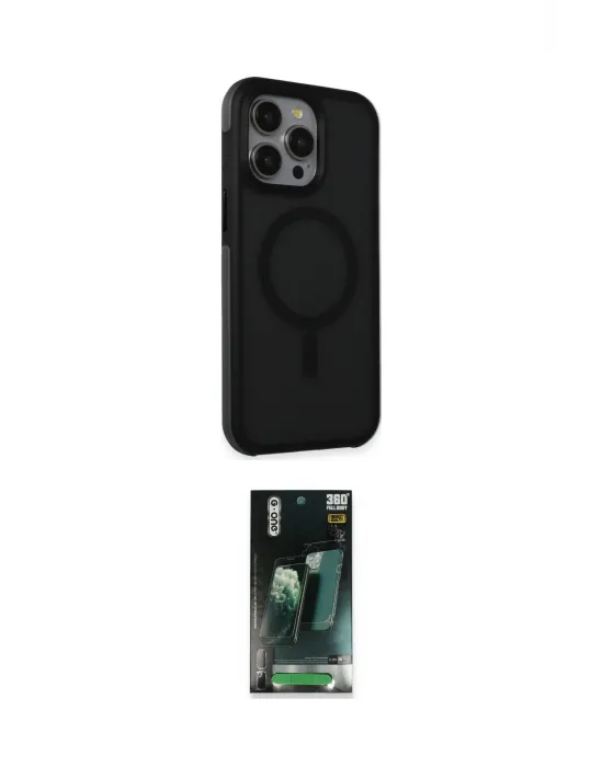 ieg™ iPhone 15 Pro Max Kılıf Çekirdek Yansıma Prime - Siyah 360 Mat Full Body Arka Koruyucu