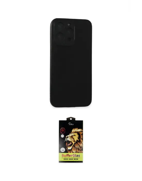 ieg™ iPhone 15 Pro Max Kılıf Doruk Asil Koleksiyonu - Siyah Buffer Cam Ekran Koruyucu