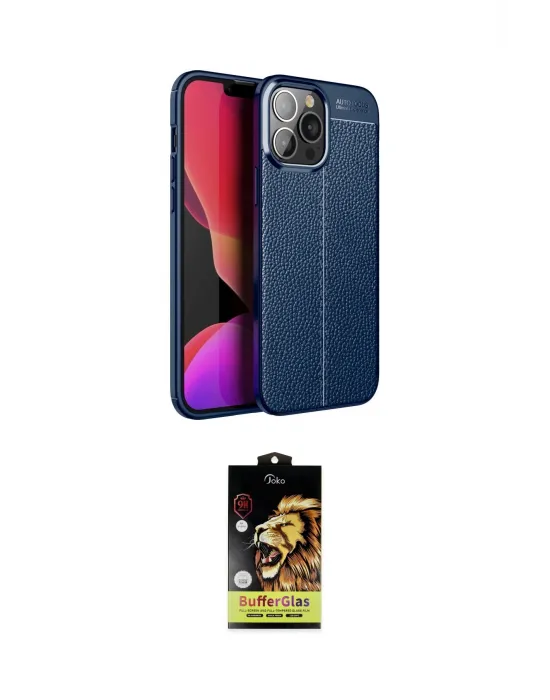 ieg™ iPhone 15 Pro Max Kılıf Doruk Klasik Özel Seri - Siyah Buffer Cam Ekran Koruyucu