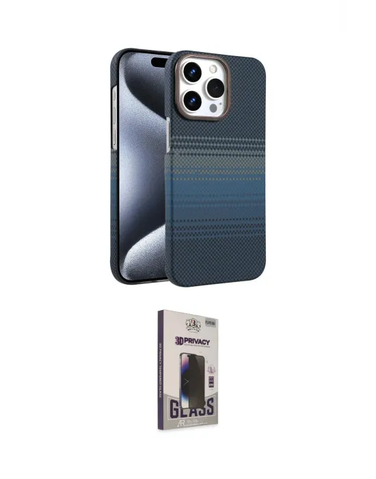 ieg™ iPhone 15 Pro Max Kılıf Doruk Serisi - Siyah Bilvis Hayalet Cam Ekran Koruyucu