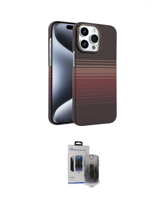 ieg™ iPhone 15 Pro Max Kılıf Doruk Serisi - Siyah Vanessa Magic Hayalet Cam