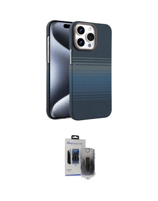 ieg™ iPhone 15 Pro Max Kılıf Doruk Serisi - Siyah Vanessa Magic Hayalet Cam