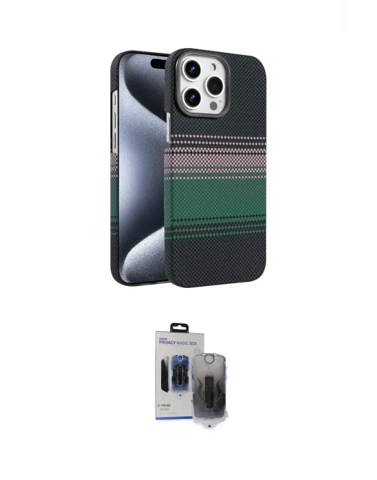 ieg™ iPhone 15 Pro Max Kılıf Doruk Serisi - Siyah Vanessa Magic Hayalet Cam