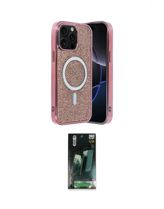 ieg™ iPhone 15 Pro Max Kılıf Eksen Çizgi - Siyah 360 Mat Full Body Arka Koruyucu