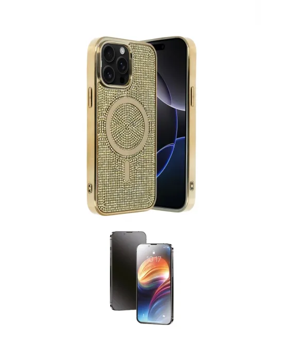 ieg™ iPhone 15 Pro Max Kılıf Eksen Çizgi - Siyah 3D Antistatik Mat Seramik Nano Ekran Koruyucu