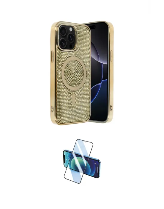 ieg™ iPhone 15 Pro Max Kılıf Eksen Çizgi - Siyah 3D Antistatik Seramik Nano Ekran Koruyucu