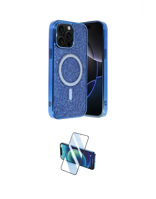 ieg™ iPhone 15 Pro Max Kılıf Eksen Çizgi - Siyah 3D Antistatik Seramik Nano Ekran Koruyucu
