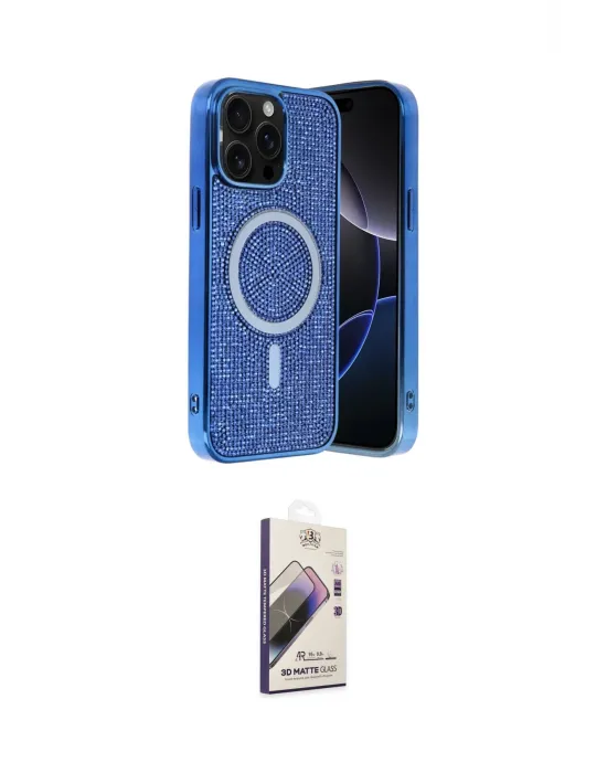 ieg™ iPhone 15 Pro Max Kılıf Eksen Çizgi - Siyah Bilvis 3D Mat Cam Ekran Koruyucu