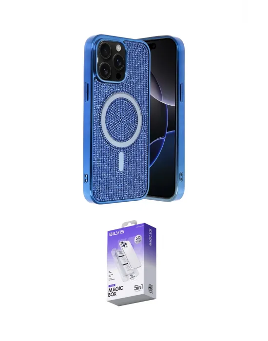ieg™ iPhone 15 Pro Max Kılıf Eksen Çizgi - Siyah Bilvis 5in1 3D Magic Cam Ekran Koruyucu