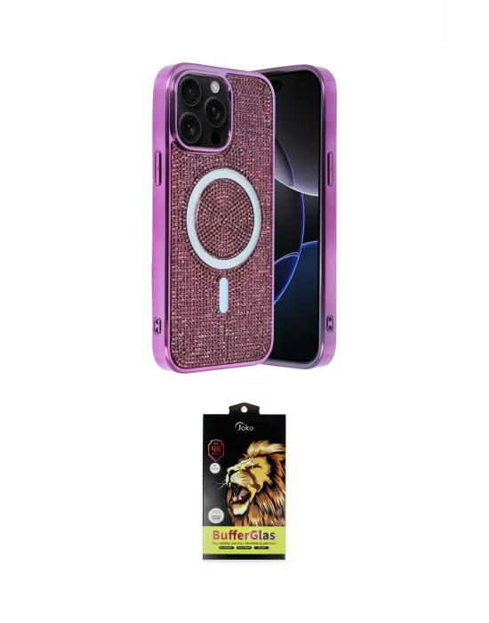 ieg™ iPhone 15 Pro Max Kılıf Eksen Çizgi - Siyah Buffer Cam Ekran Koruyucu