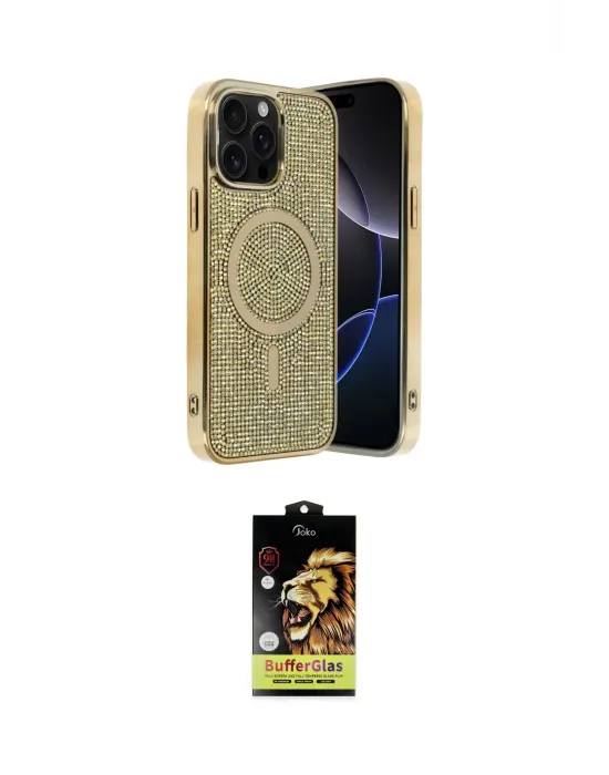 ieg™ iPhone 15 Pro Max Kılıf Eksen Çizgi - Siyah Buffer Cam Ekran Koruyucu