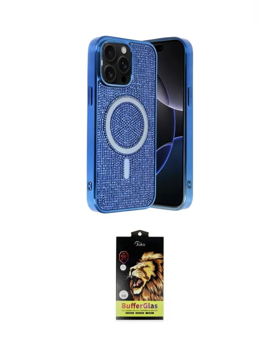ieg™ iPhone 15 Pro Max Kılıf Eksen Çizgi - Siyah Buffer Cam Ekran Koruyucu